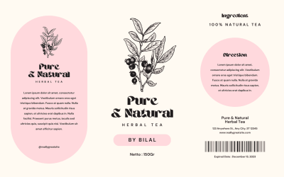 Beige and Pink Minimalist Herbal Tea Label