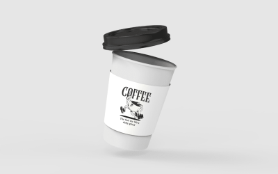 Black and Grey Retro Character Coffee Cup Instagram Post