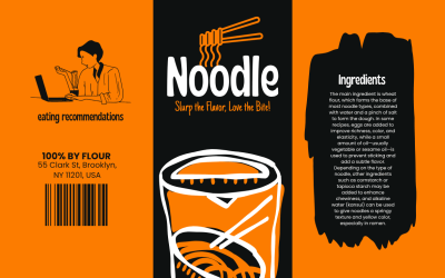 Orange Black Simple Noodle Product Label