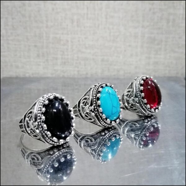 Turkish Design Fashion Stone Rings For Men - Pack Of 3