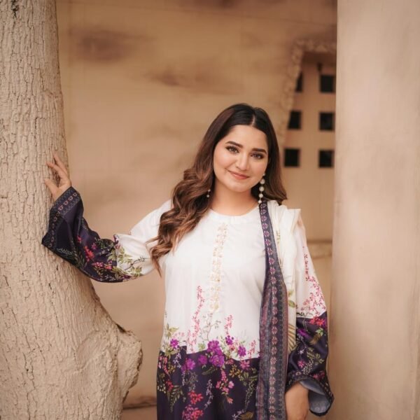 3 Pcs Women's Stitched Printed Suit
