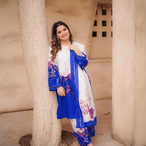 3 Pcs Women's Stitched Printed Suit