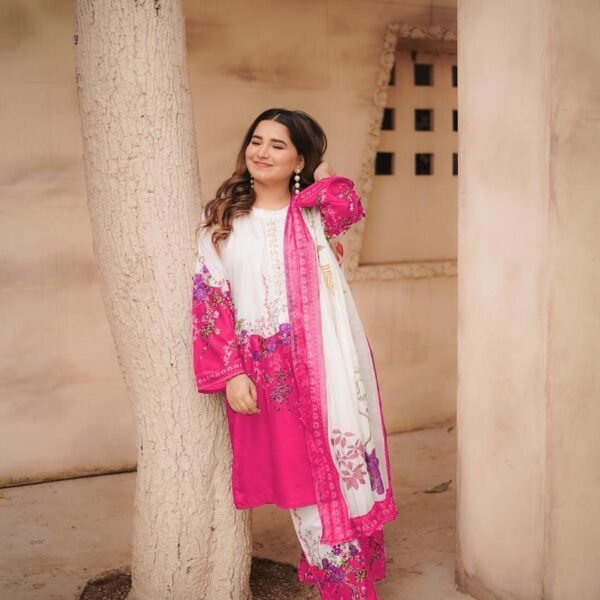 3 Pcs Women's Stitched Printed Suit