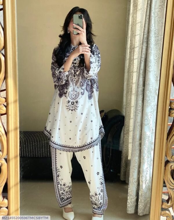 2 Pcs Women's Stitched Printed Co-Ord Set