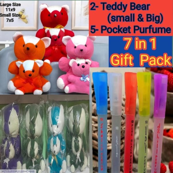 7 in 1 Gift Pack Of 5 - Purfume & 2 Teddy for Your Loved One