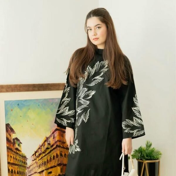 2 Pcs Women's Stitched Embroidered Shirt And Trouser