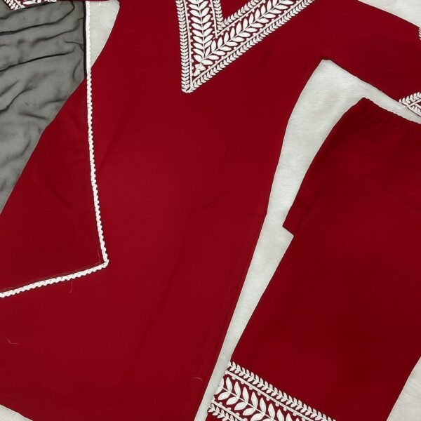 2 Pcs Women's Stitched Embroidered Shirt And Trouser