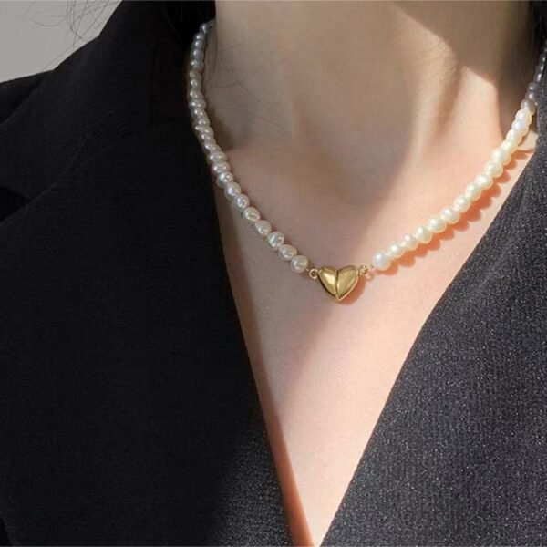 Magnetic Heart Design Gold Plated Pearl Pendant
