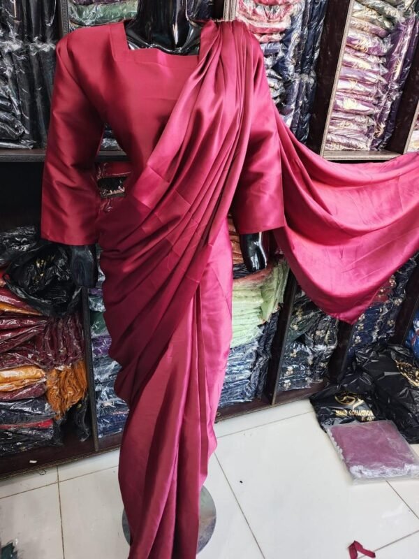 3 Pcs Women’s Chiffon Sequins Embroidered Stitched Saree