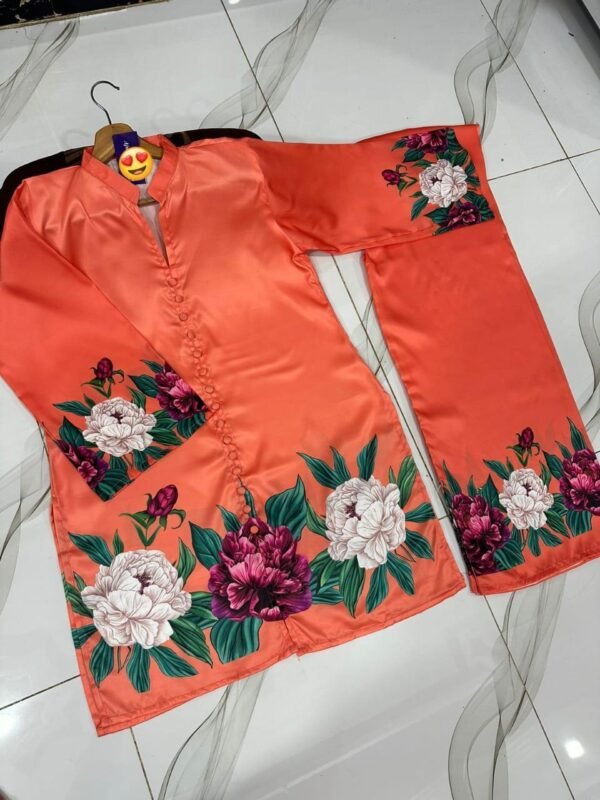 2 Pcs Women's Stitched Printed Shirt And Trouser