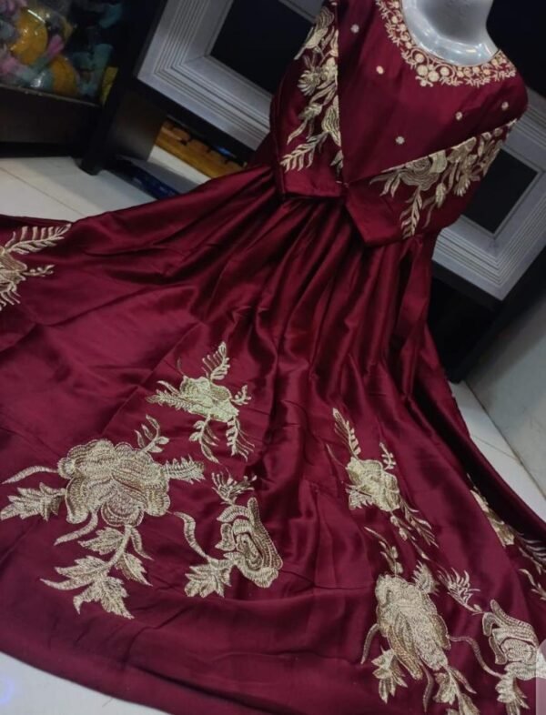 Women’s Stitched Shamoz Silk Embroidered Maxi