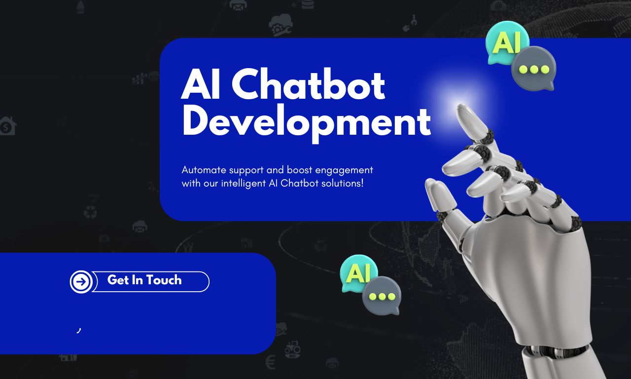 Black Light Blue Modern AI Chatbot Development Facebook Post (1280 x 768 px)