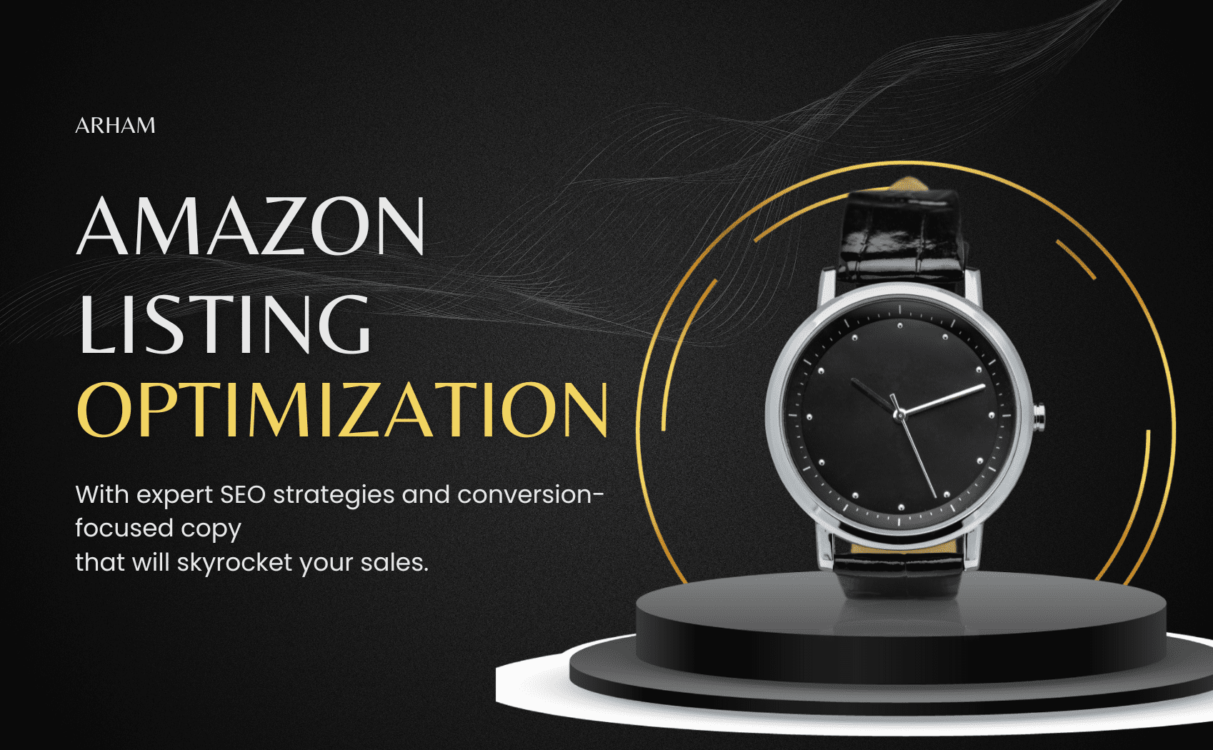 Black and Gold Elegant Watch Amazon Product Description