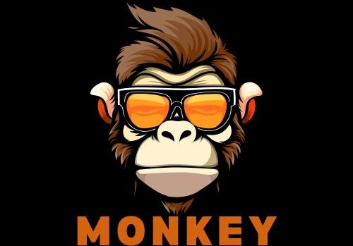 Black and Orange E-Sports Illustrative Monkey Gaming Logo