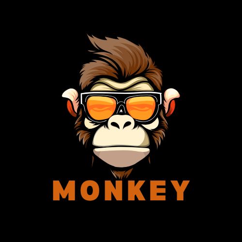 Black and Orange E-Sports Illustrative Monkey Gaming Logo