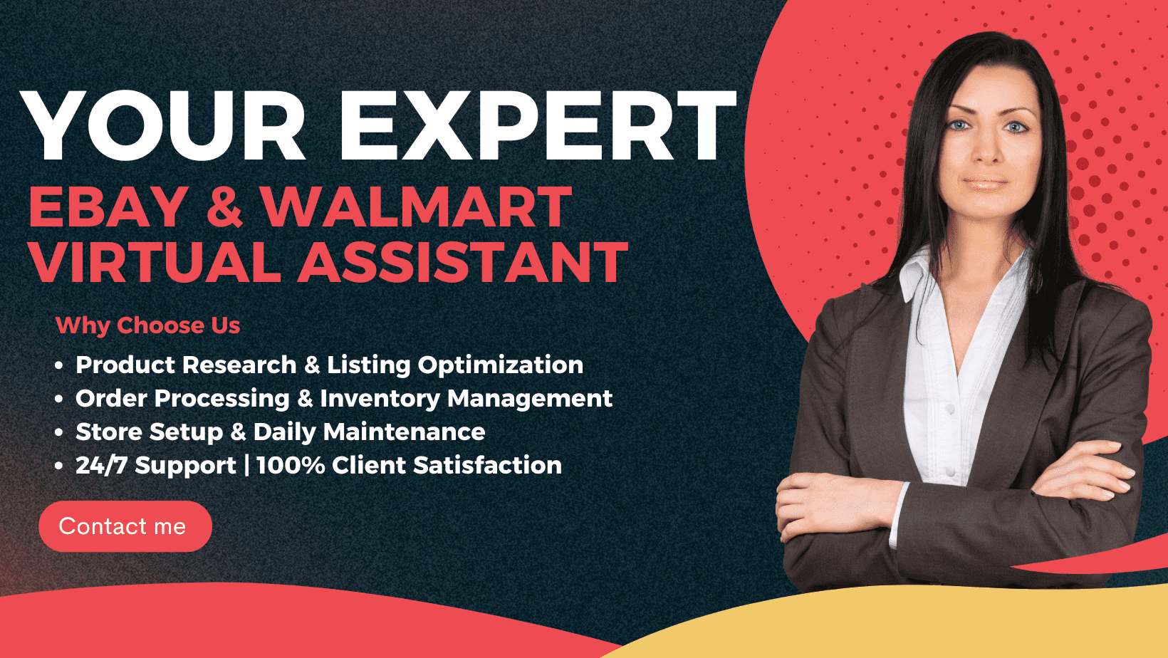 Black and Pink Modern Virtual Assistant Facebook Cover