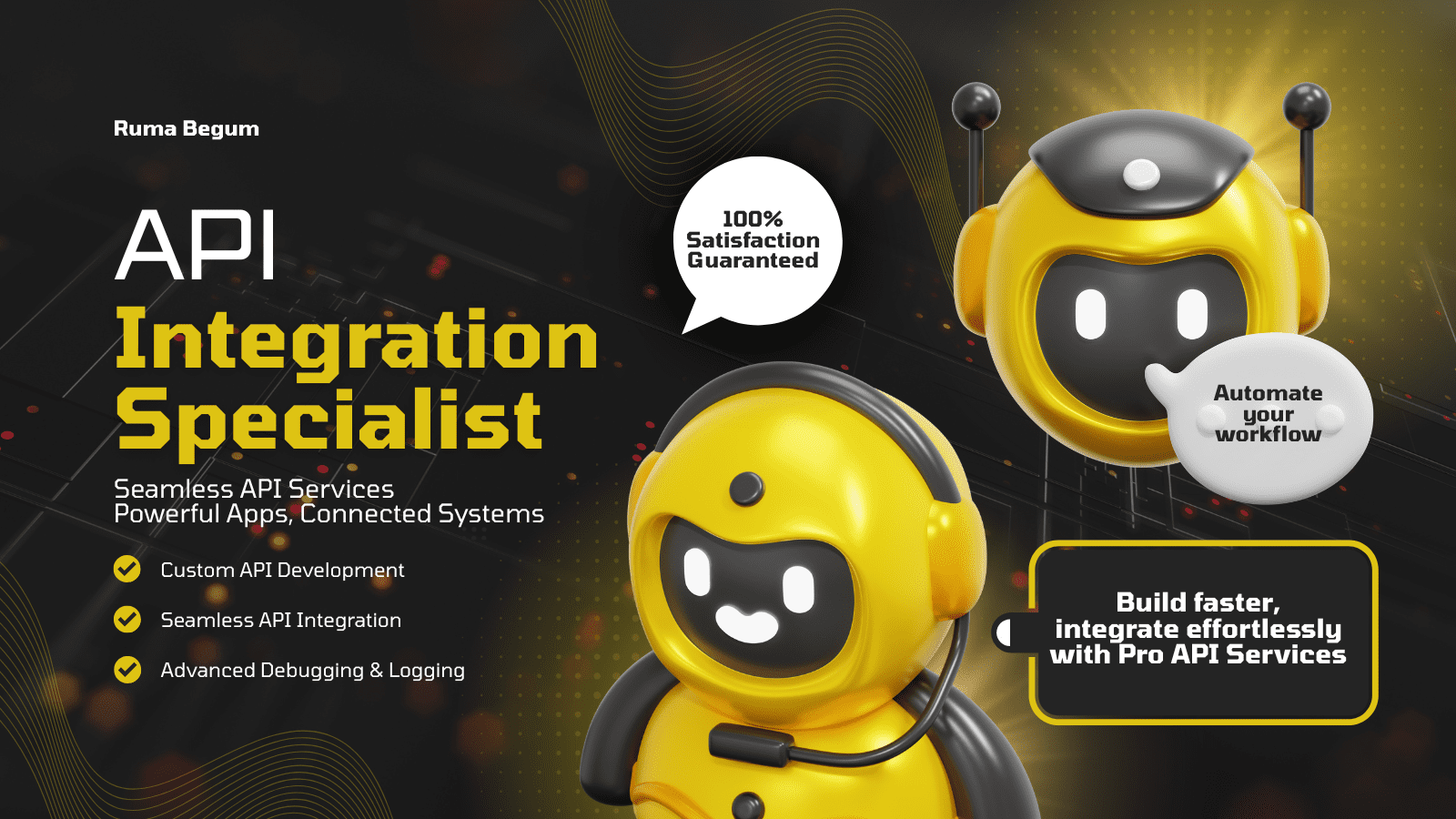 Black and Yellow Modern AI Chatbot Integration Services Twitter Post