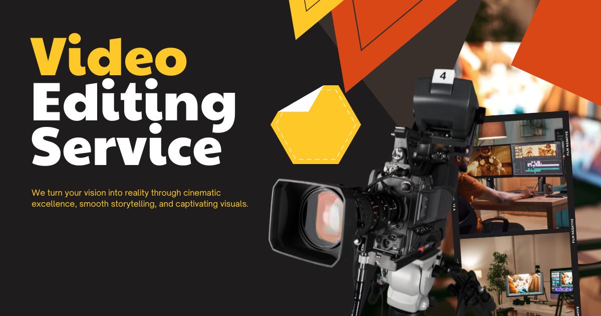 Black and Yellow Modern Video Editing Services Facebook Post