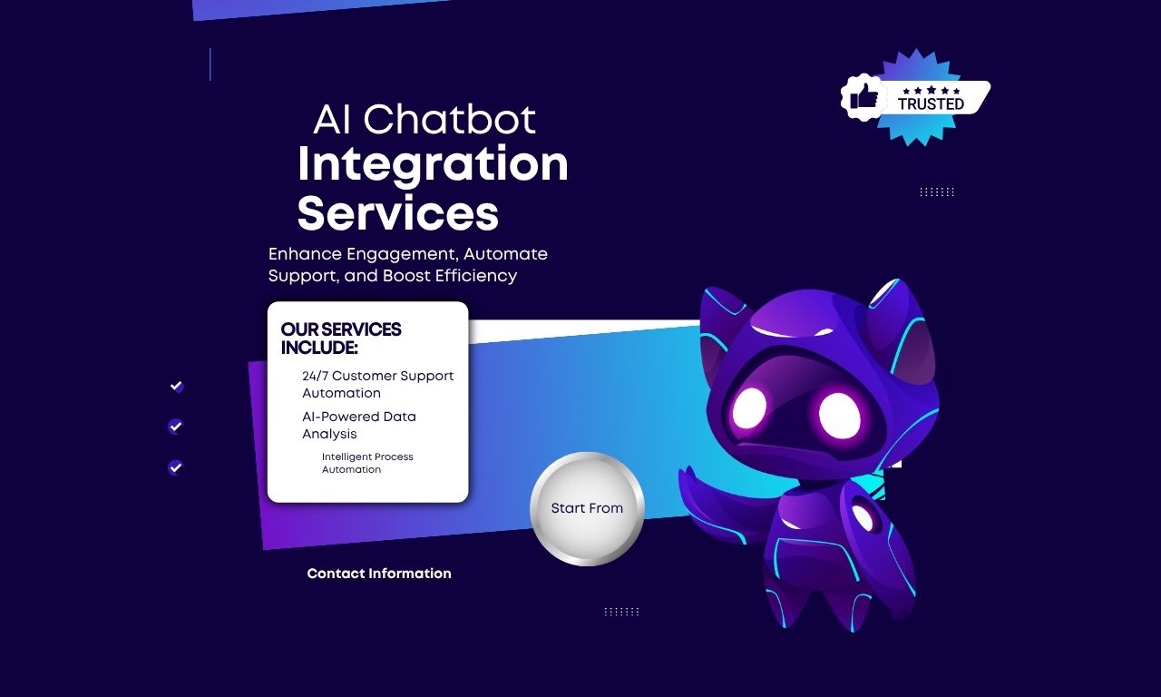 Blue And White Modern AI Chatbot Integration Services Poster (1280 x 768 px)