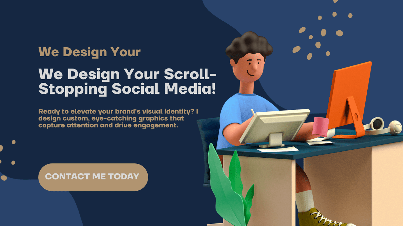 Blue Brown 3D Illustrated Social Media Marketing Blog Banner