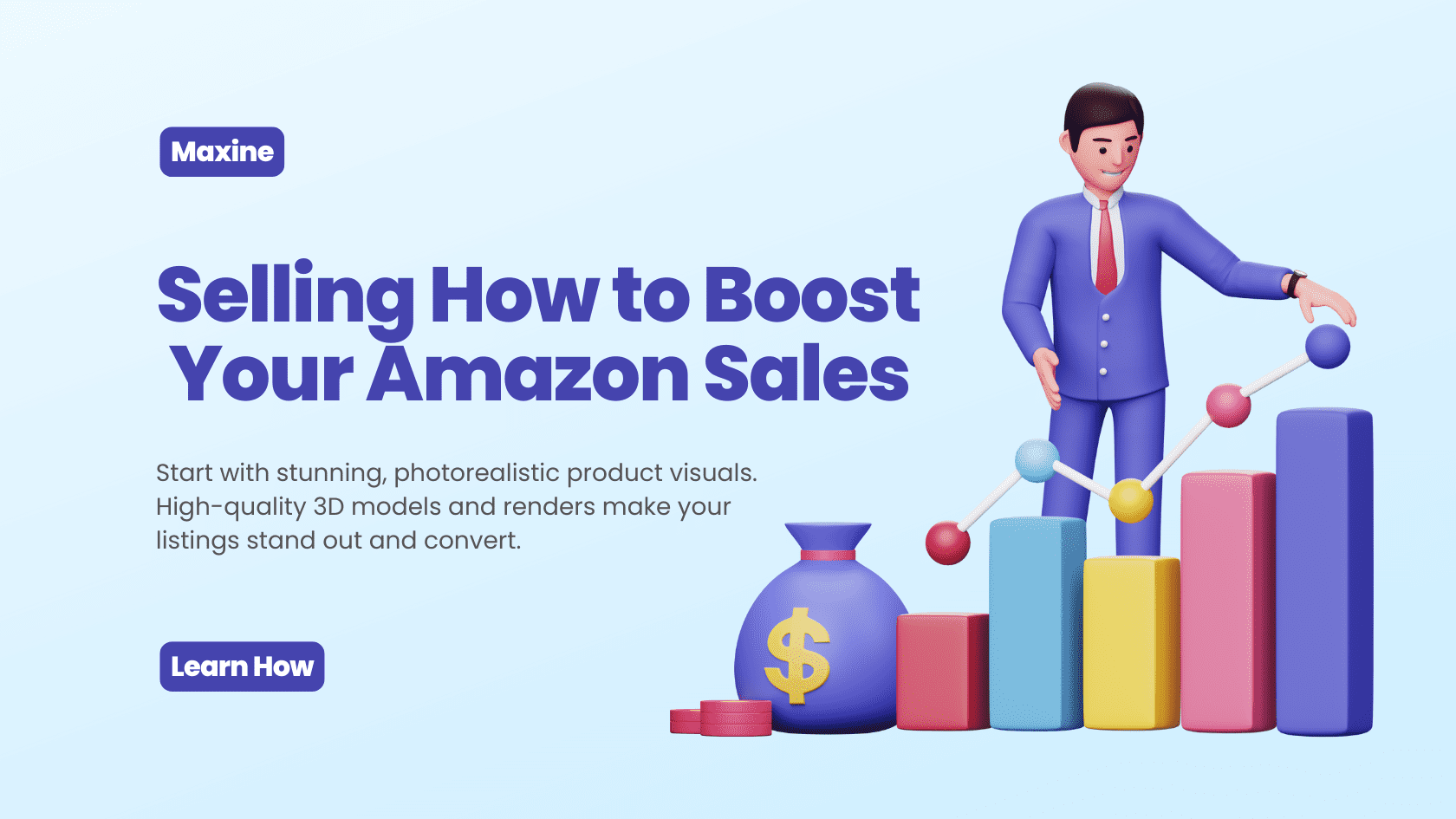 Blue Cyan 3D Minimalist Business Blog Banner