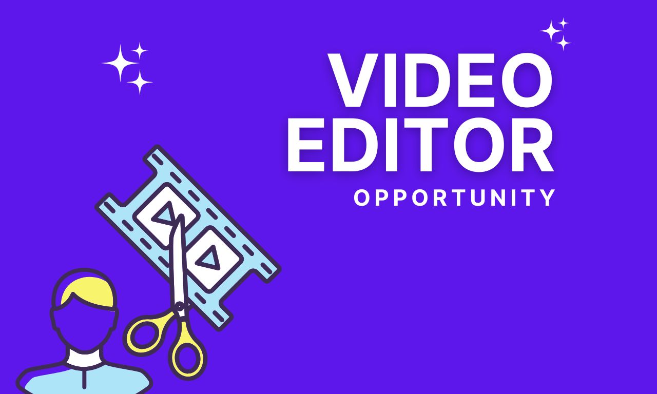 Blue Hiring Recruitment Video Editing Facebook Post (1280 x 768 px)