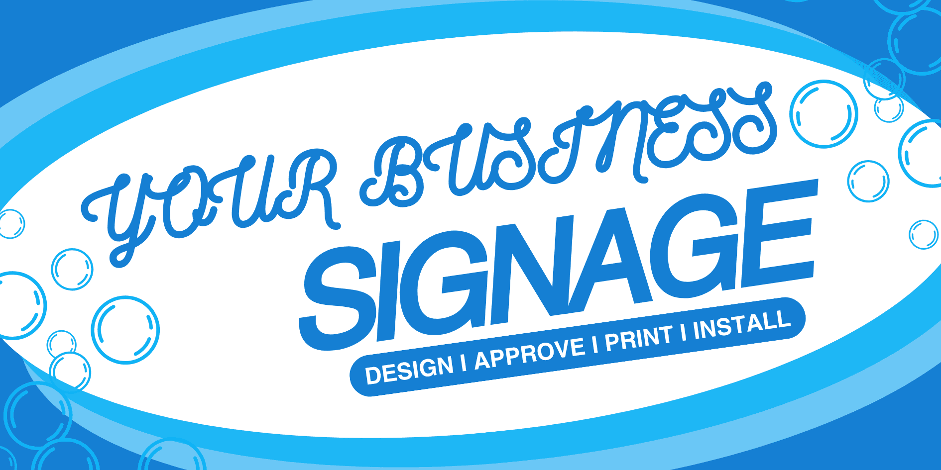 Blue Illustrative Laundry Shop Signage Banner