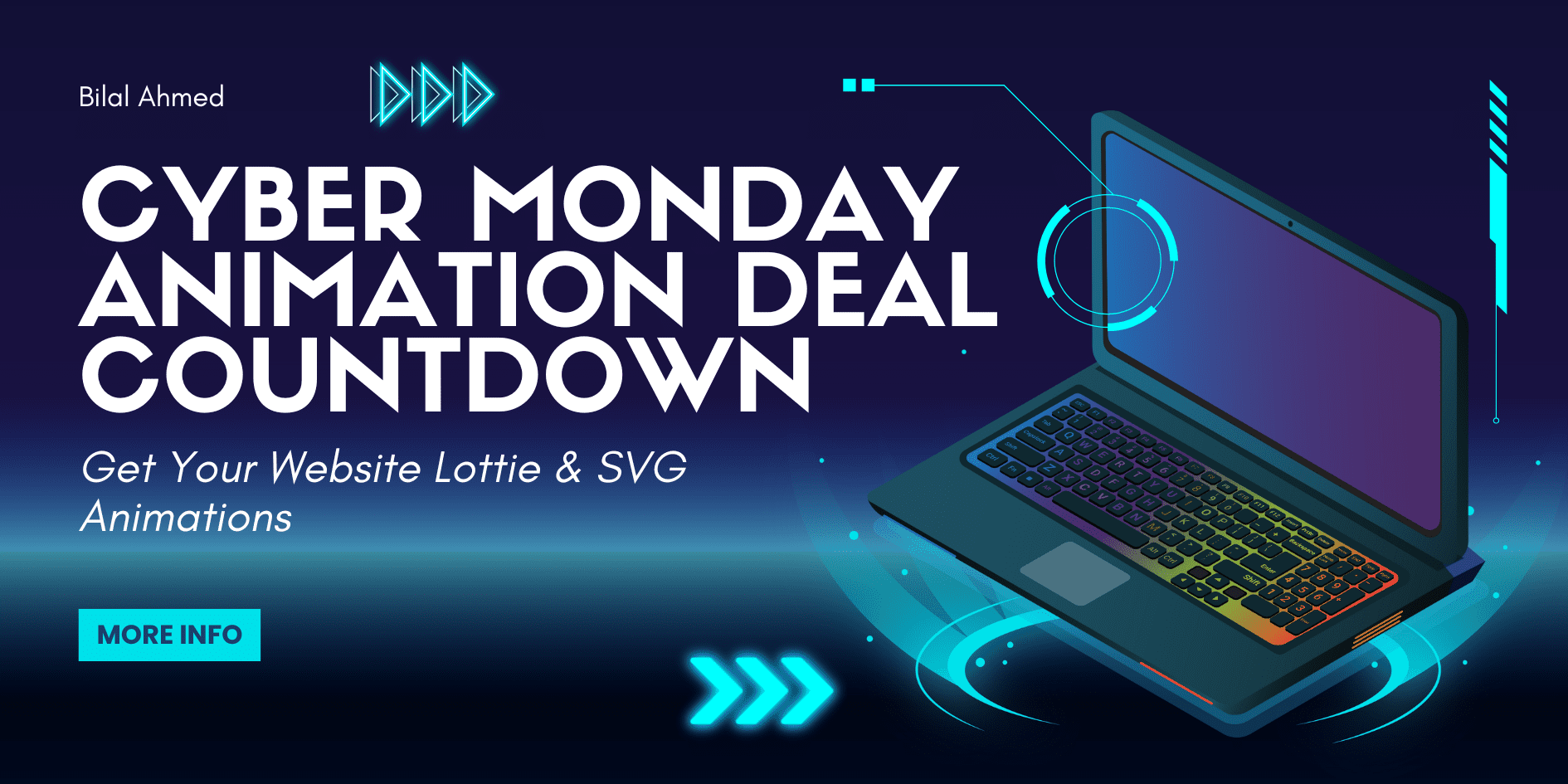 Blue Neon Cyber Monday Sale Banner Landscape