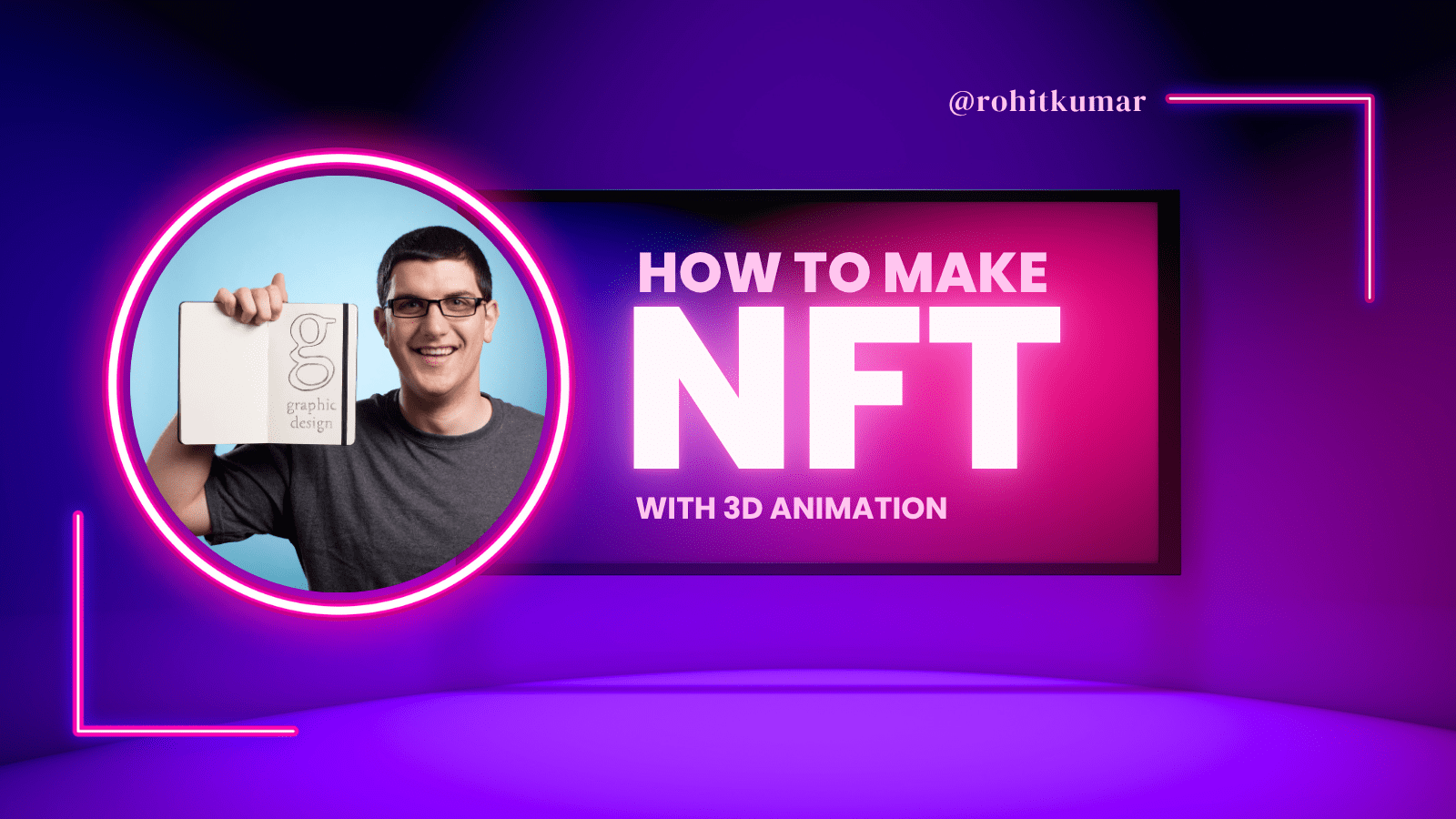 Blue Purple Neon Thumbnail NFT Designer YouTube Channel Art