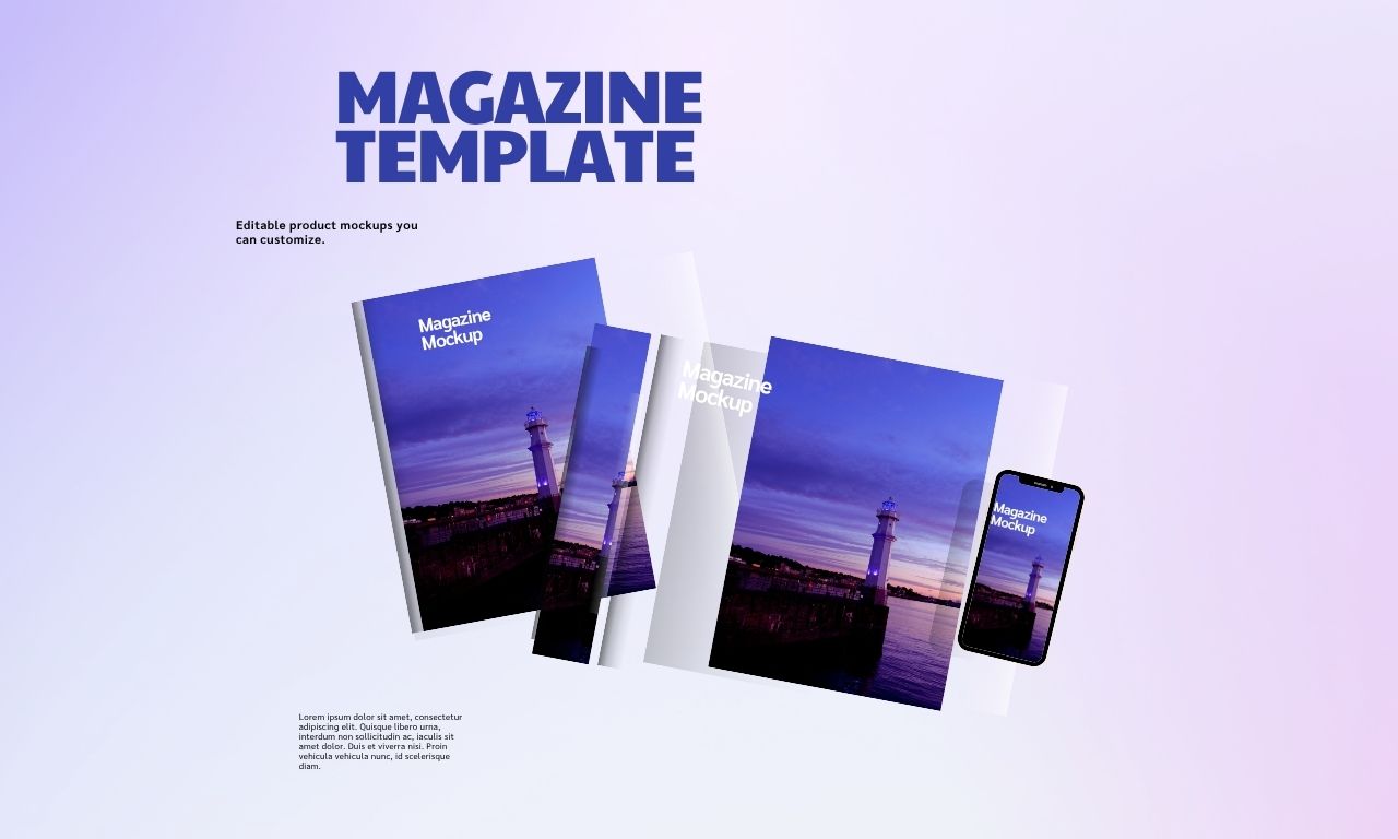 Blue Soft Magazine Mockup Pinterest Pin (1280 x 768 px)