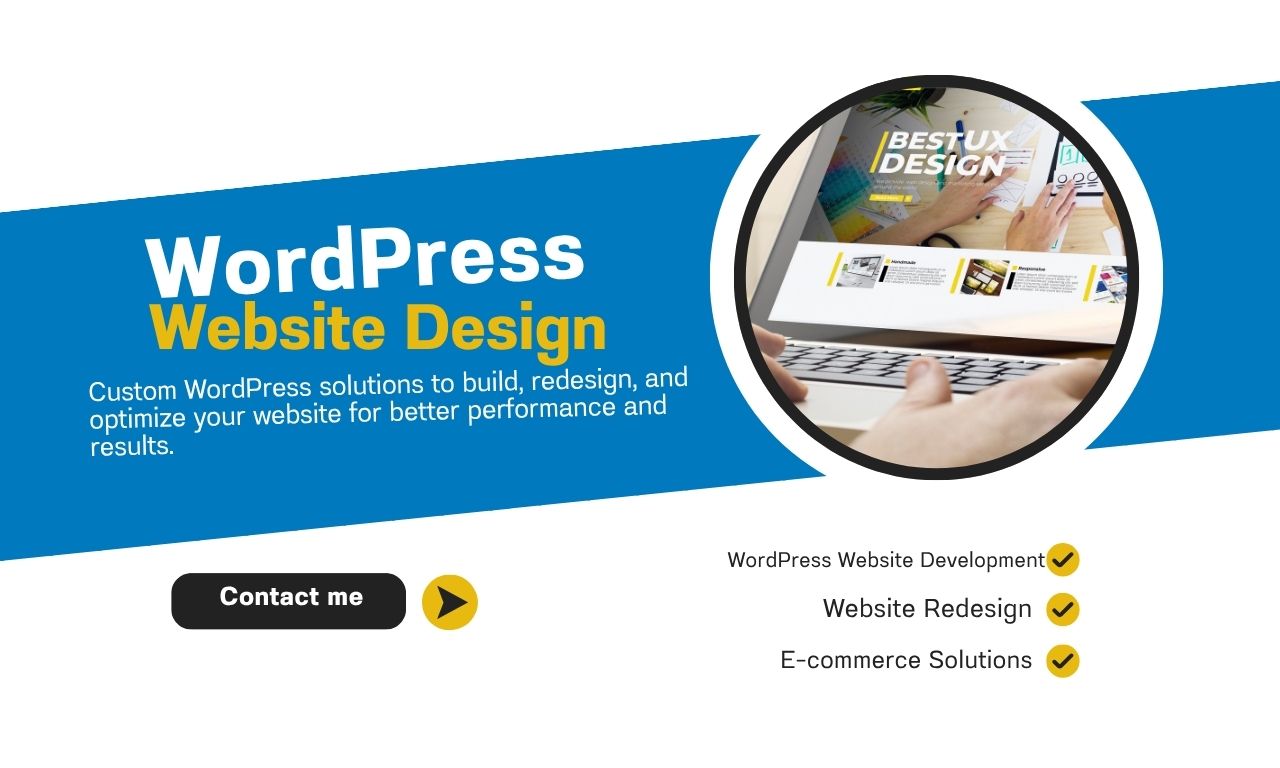 Blue Yellow Modern Website Creation Service Poster (1280 x 768 px)