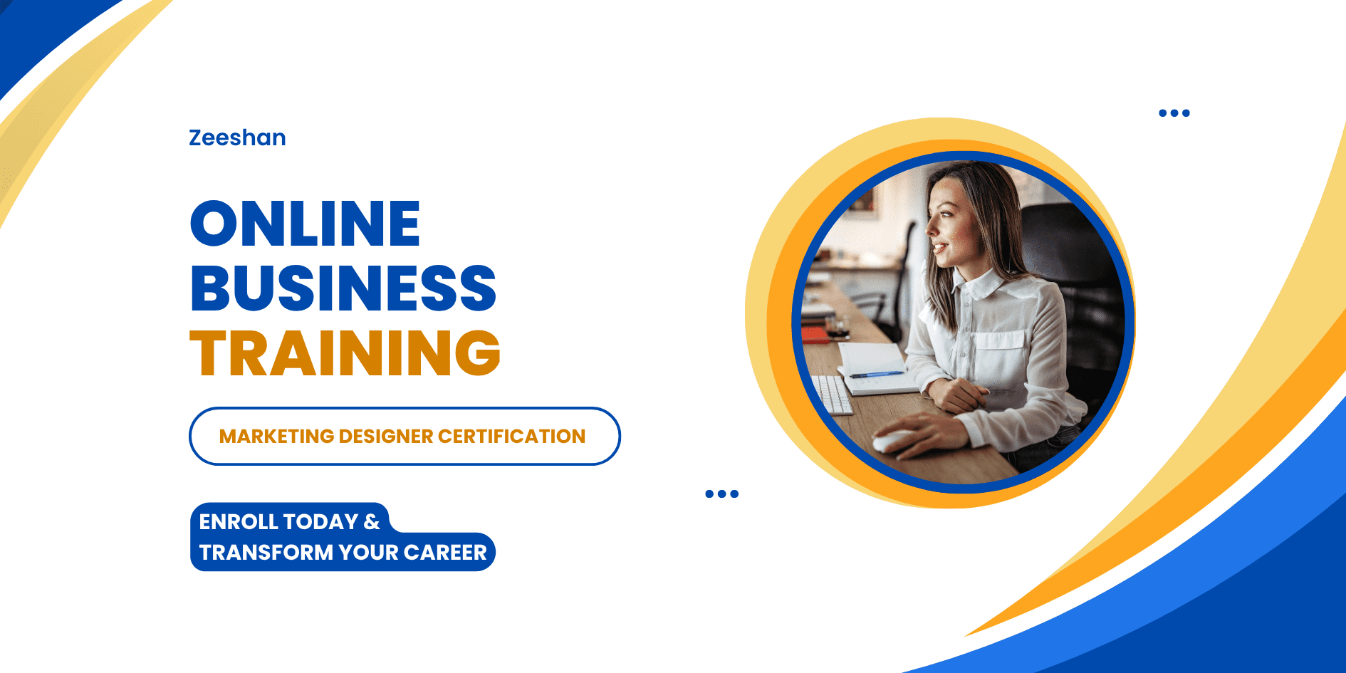 Blue and Orange Modern Digital Marketing Training Banner