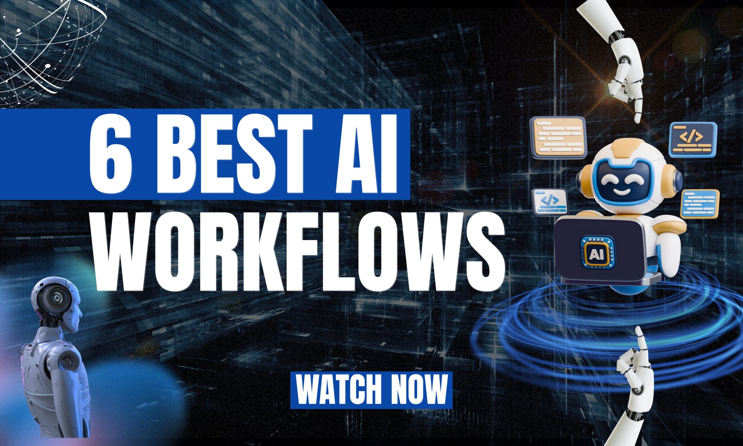 Blue and White Modern AI Workflows YouTube Thumbnail (1280 x 768 px)