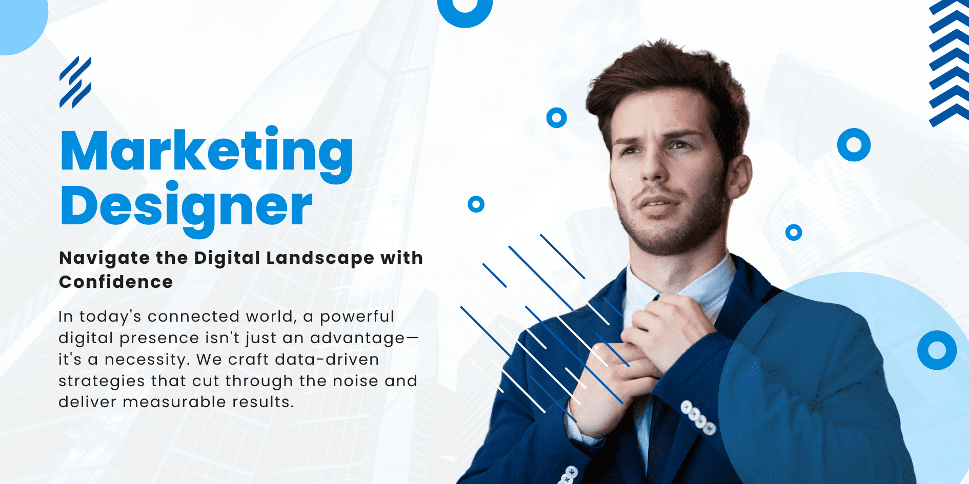 Blue and White Modern Digital Marketing Banner Template