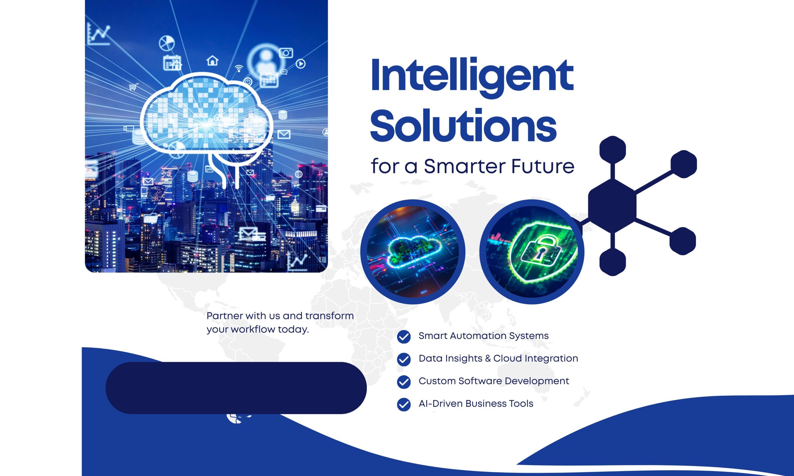 Blue and White Modern Intelligent Solutions Instagram Post (1280 x 768 px)