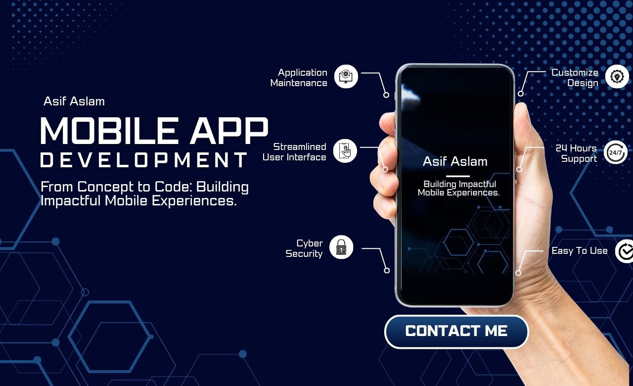 Blue and White Modern Mobile App Development Service Instagram Post (1280 x 780 px)
