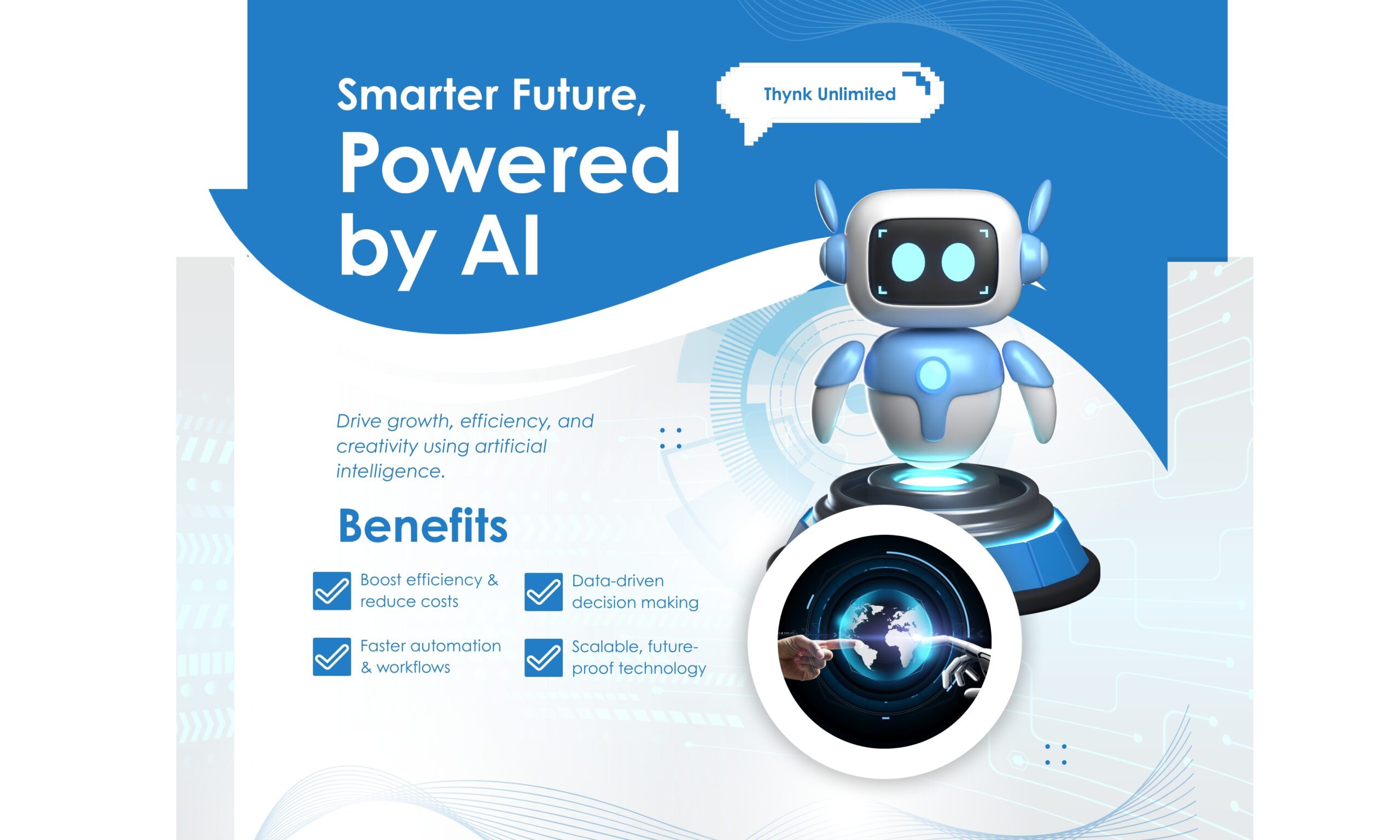 Blue and White Modern Smarter Future Powered By AI Instagram Feed Ad (1280 x 768 px)
