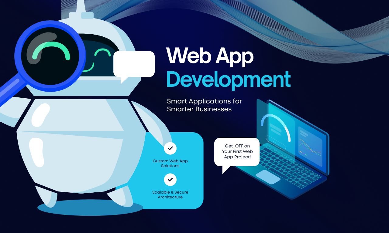 Blue and White Modern Web App Development LinkedIn Post (1280 x 768 px)