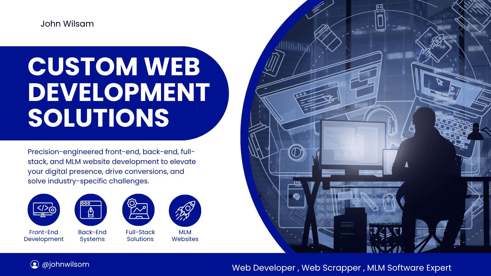 Blue and White Modern Website Development Services Facebook Cover