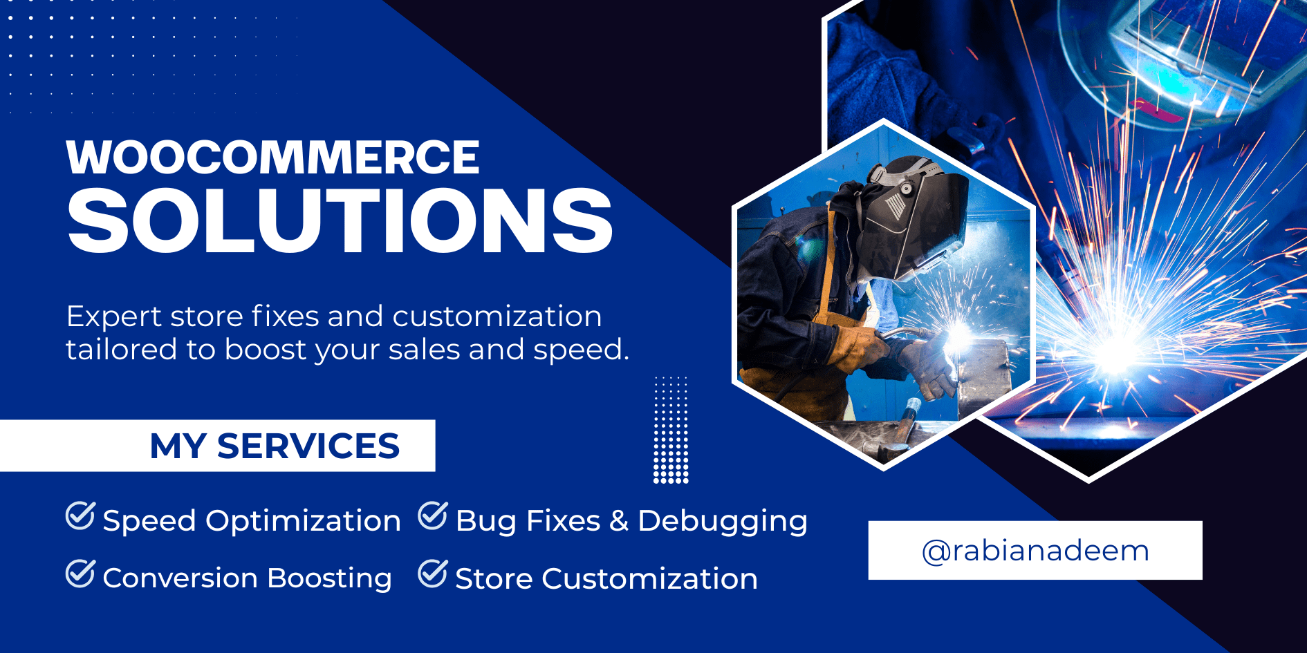 Blue and White Modern Welding Services Banner