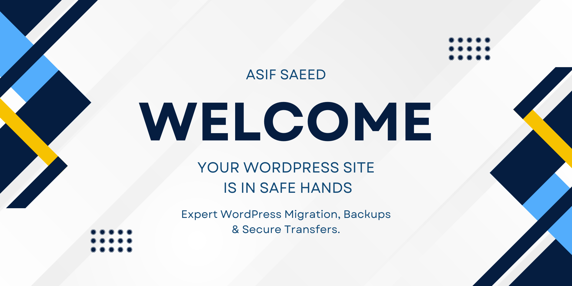 Blue and White Textured Geometric Shapes Welcome Message Corporate Banner