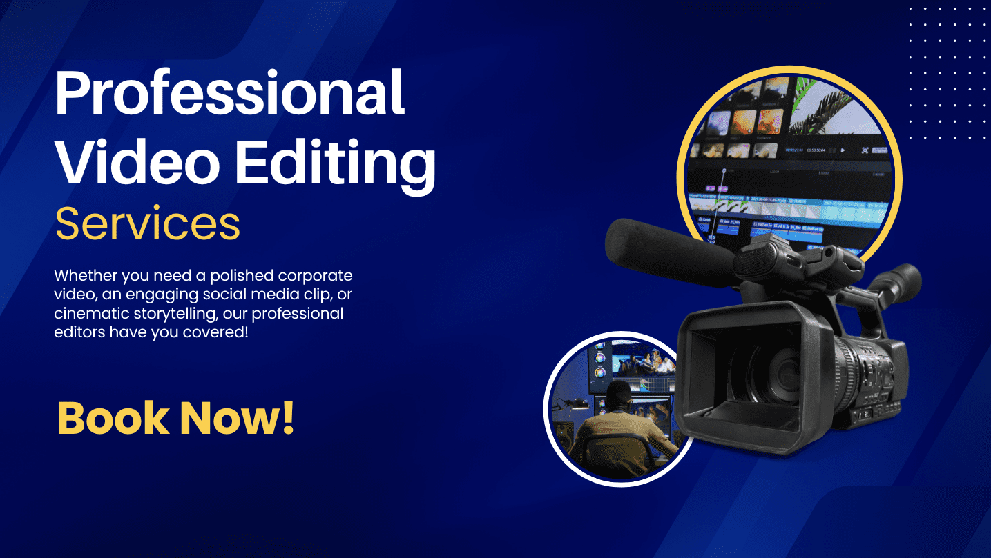 Blue and Yellow Modern Video Editing Services Flyer