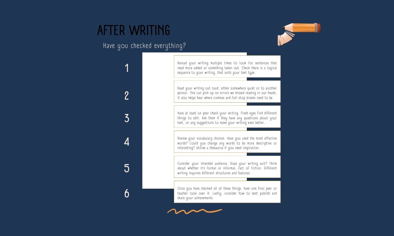 Blue gold writing checklist poster (1280 x 768 px)