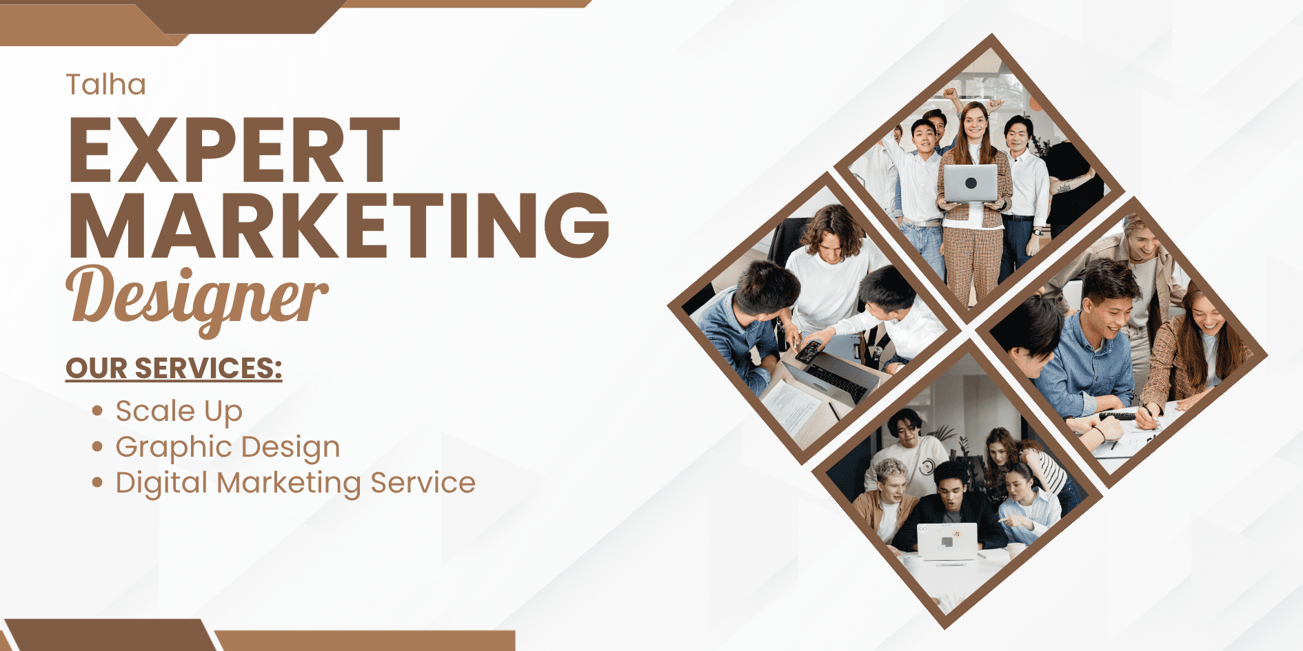 Brown and White Modern Digital Marketing Agency Banner Landscape