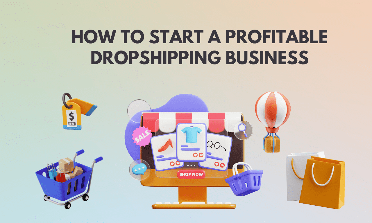 Colorful E-Commerce Dropshipping Store and Icons Facebook Post