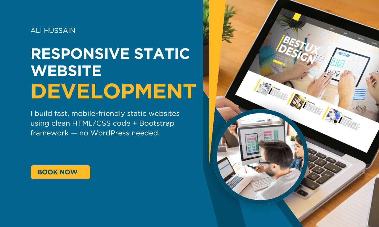 Dark Blue and Yellow Modern Custom Website Design Poster