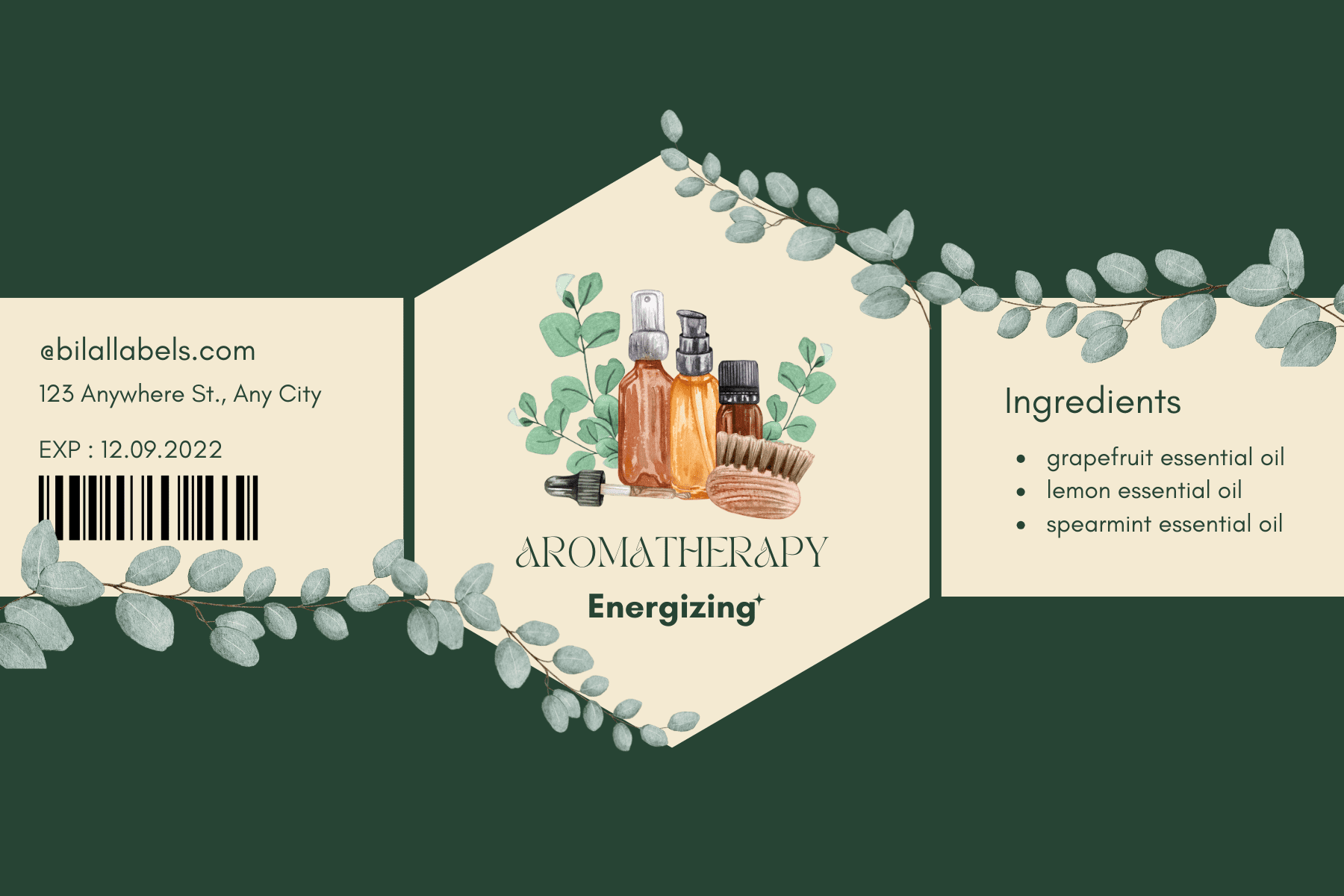 Green Illustration Aromatherapy Product Label