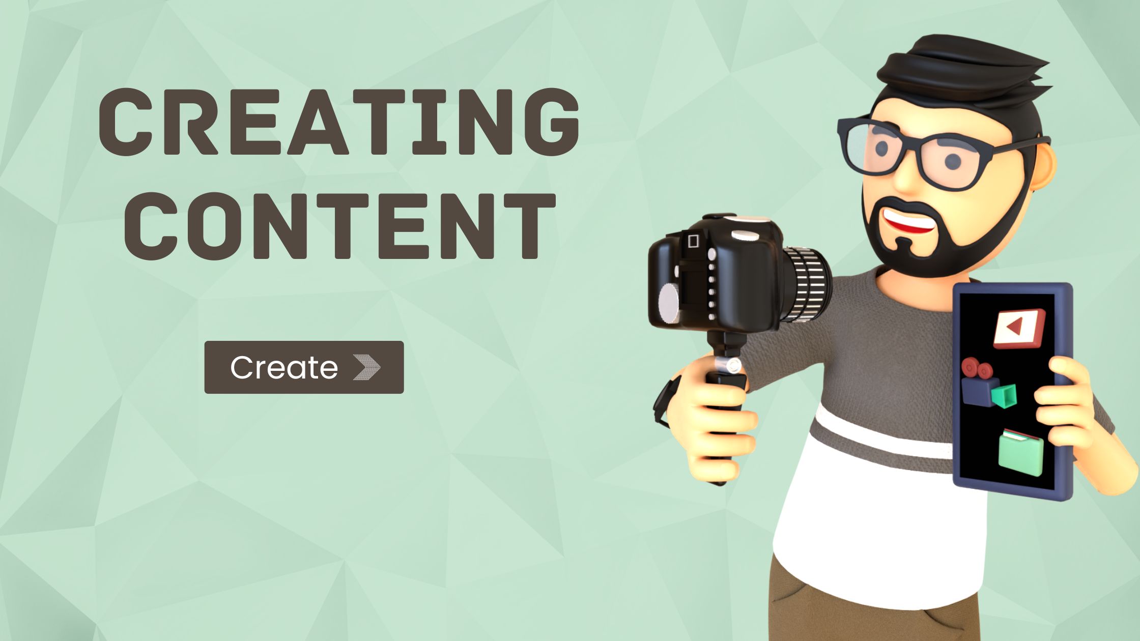 Green Modern Illustrated 3d Creating Content Blog Banner