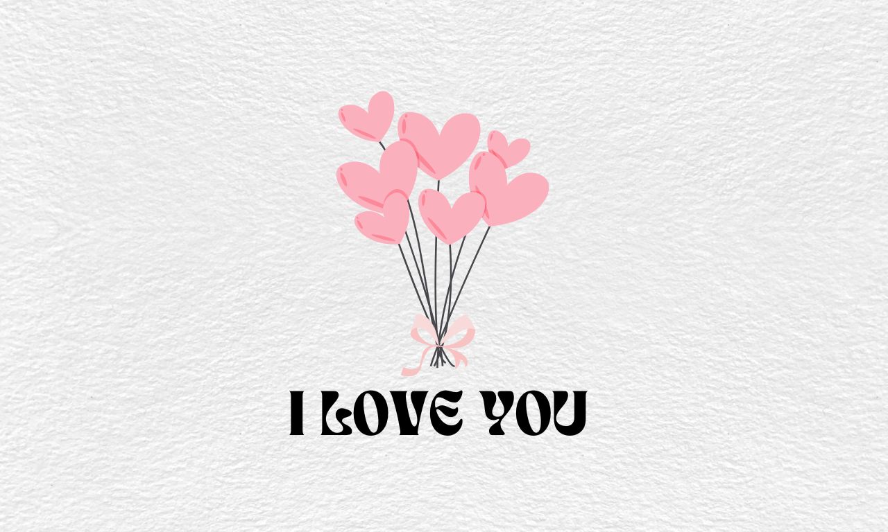Grey Pink Minimalist I Love You Romantic Card (1280 x 768 px)