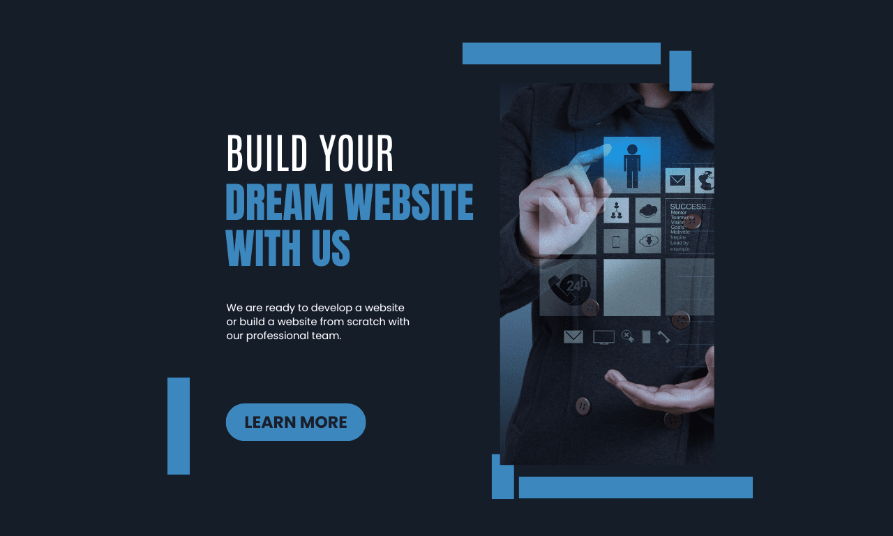 Navy And Blue Modern Build Your Dream Website With Us Instagram Post (1280 x 768 px)